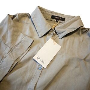 NWT Quince Olive Green Tencel Camp Shirt Button Down Top Size M